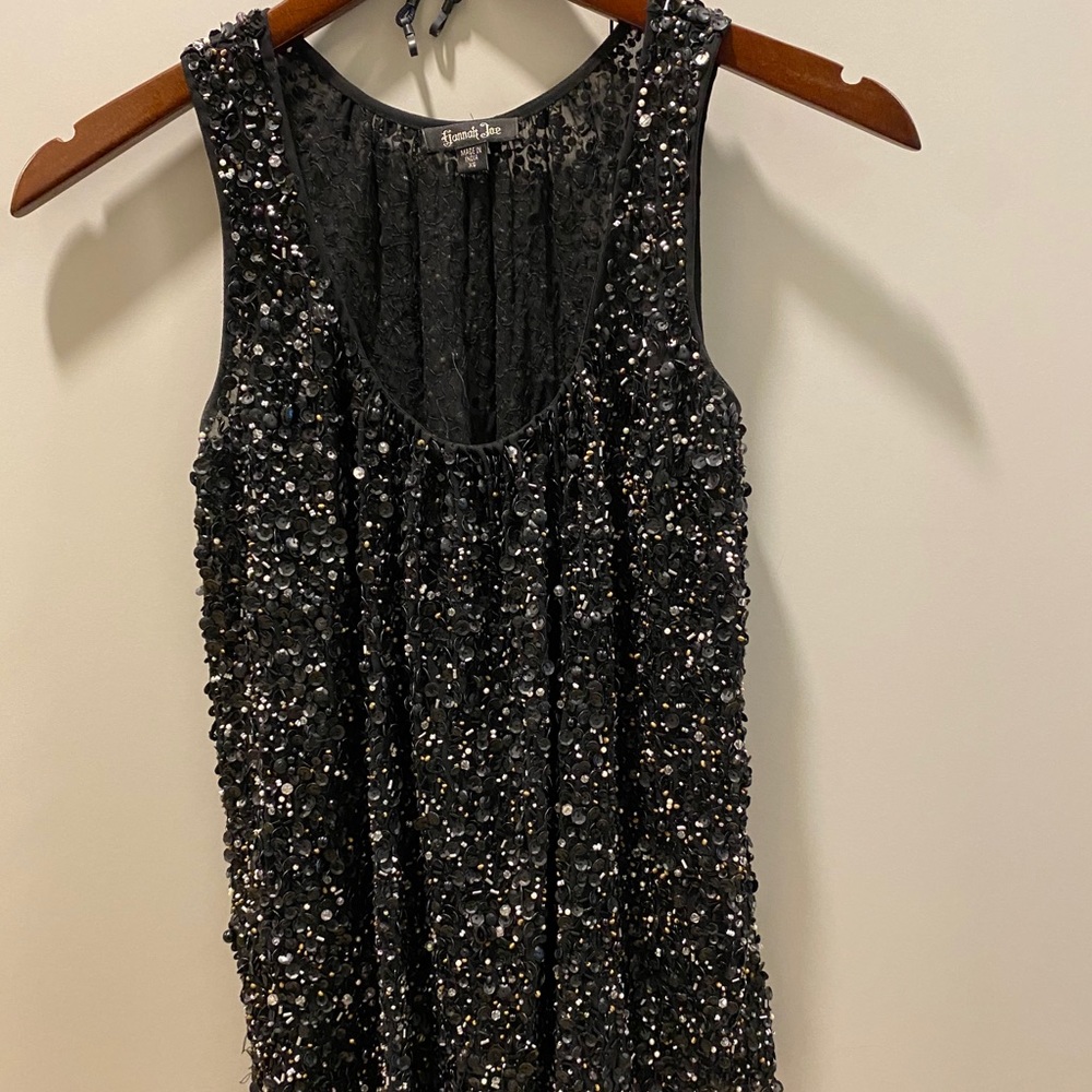 Hannah Joe sequin and beaded evening blouse
